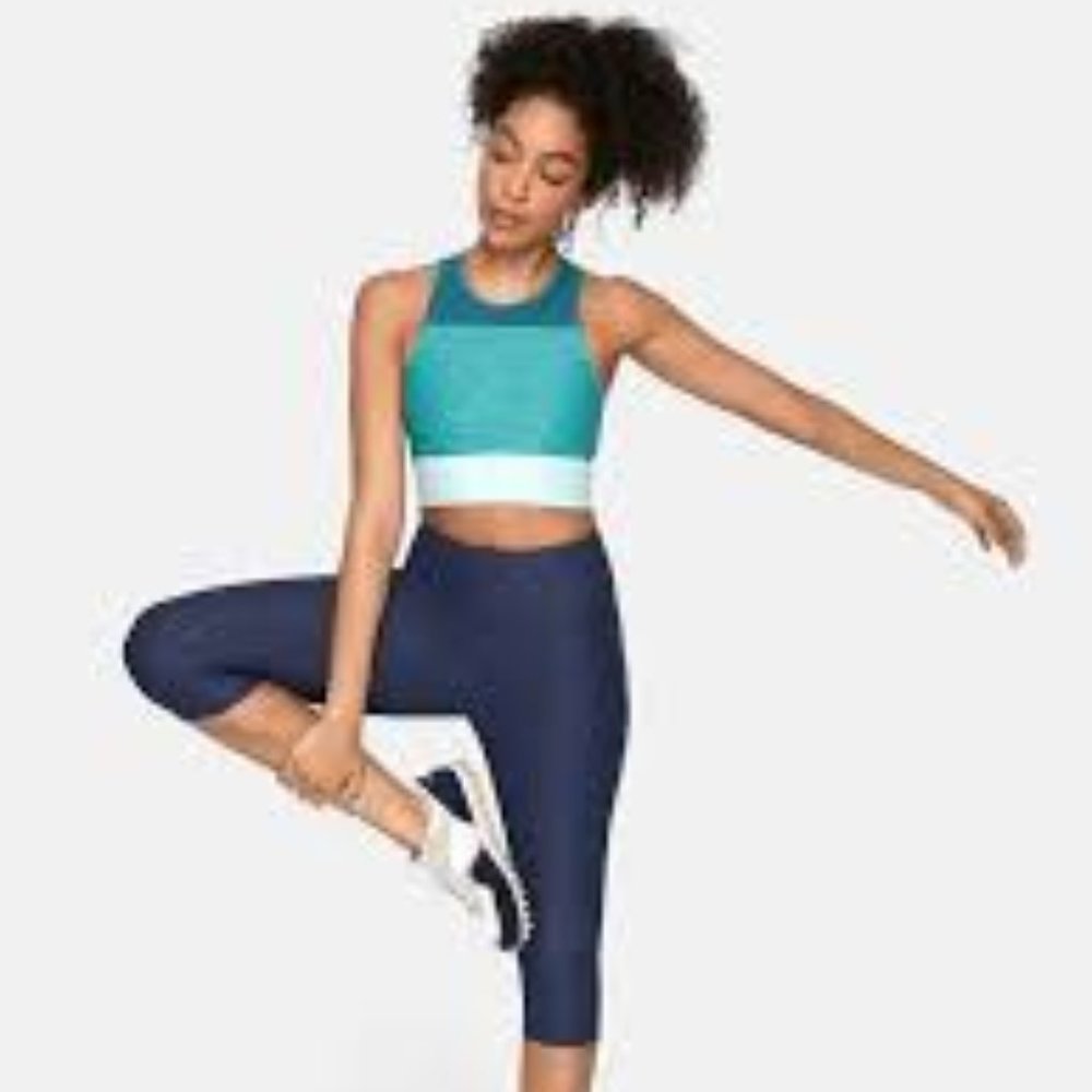 Tri-Tone Slashback Crop - Emerald/Spearmint/Patina